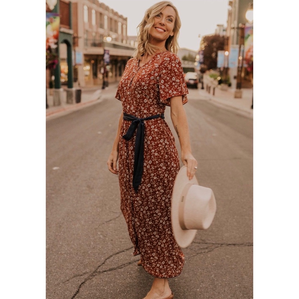 NWT Roolee Midi Floral Tie Dress